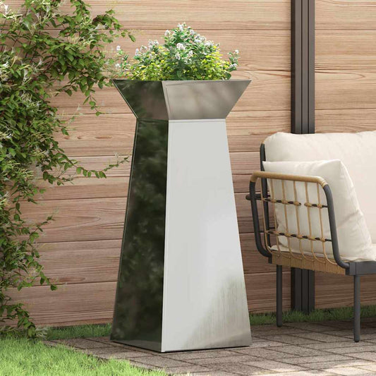 Vaso a Pilastro Argento 40 x 40 x 100 cm Acciaio