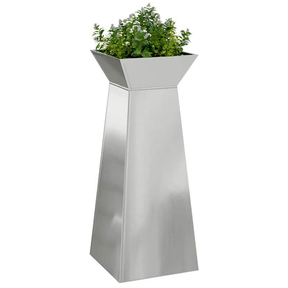 Vaso a Pilastro Argento 40 x 40 x 100 cm Acciaio