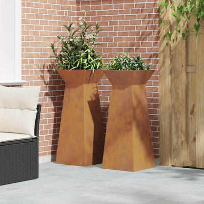 Vaso a Pilastro 2 pcs Argento 40 x 40 x 100 cm Acciaio