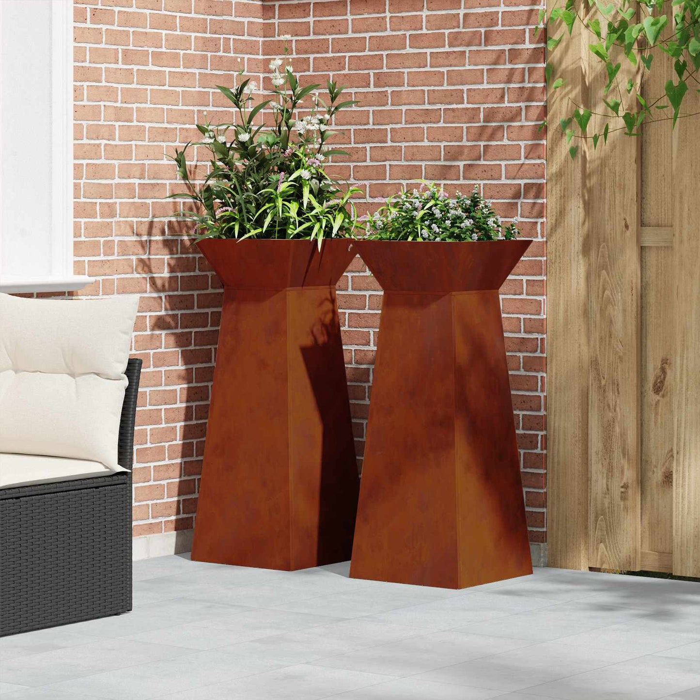 Vaso a Pilastro 2 pcs Argento 40 x 40 x 100 cm | homemem39