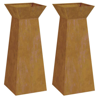 Vaso a Pilastro 2 pcs Argento 40 x 40 x 100 cm Acciaio