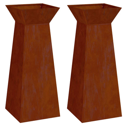 Vaso a Pilastro 2 pcs Argento 40 x 40 x 100 cm | homemem39
