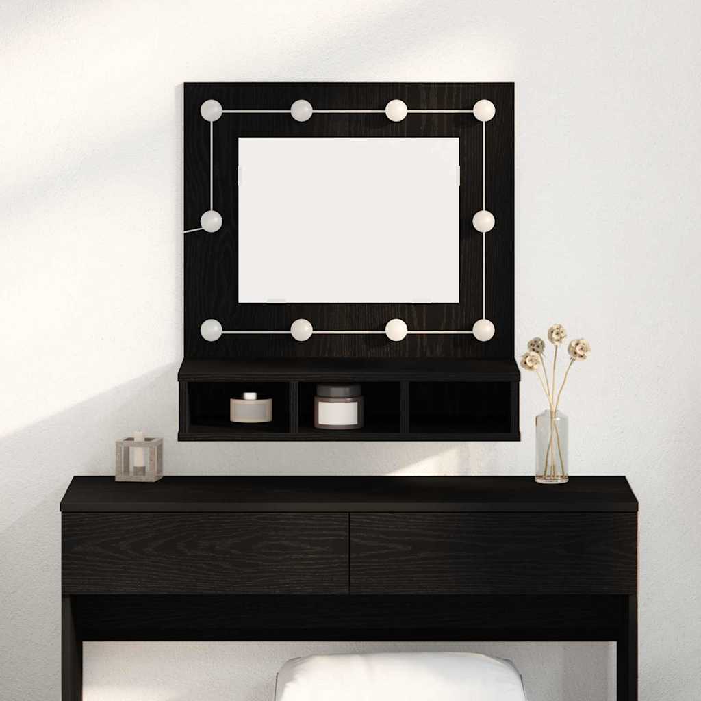 Mobiletto per specchio Rovere Nero 60 x 31,5 x 62 cm | homemem39