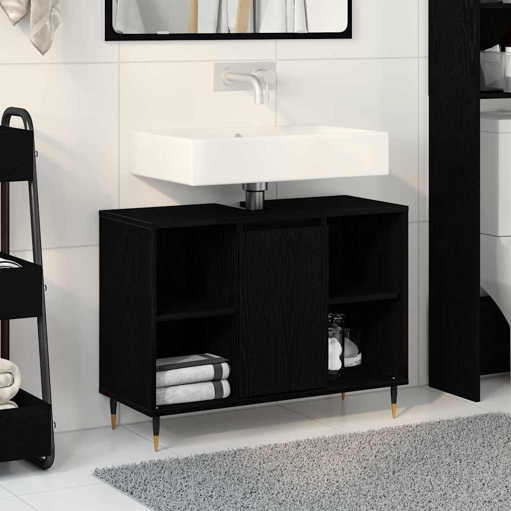 Mobile da Bagno Nero 80 x 33 x 60 cm Legno ingegnerizzato | homemem39