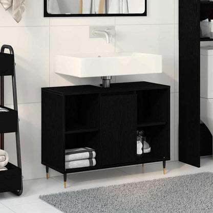 Mobile da Bagno Nero 80 x 33 x 60 cm Legno ingegnerizzato | homemem39