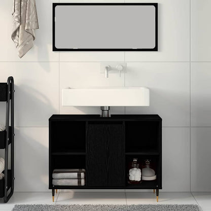 Mobile da Bagno Nero 80 x 33 x 60 cm Legno ingegnerizzato | homemem39