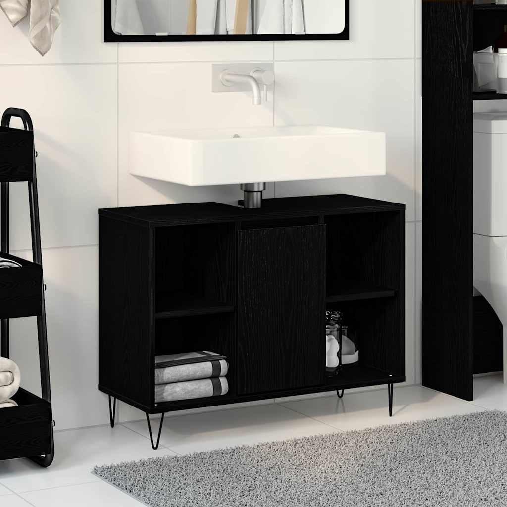 Mobile da Bagno Nero 80 x 33 x 60 cm Legno ingegnerizzato | homemem39