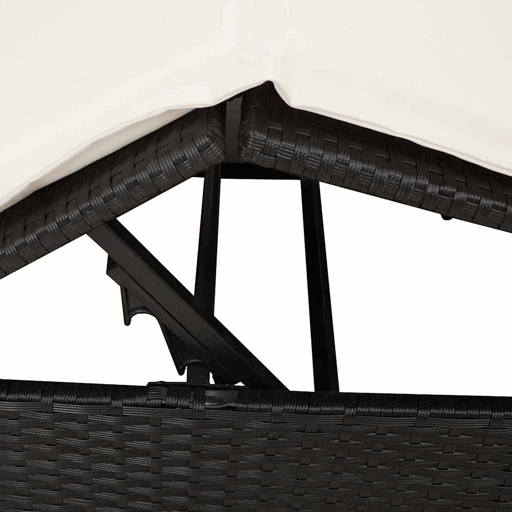 Lettino doppi con Tetto Nero 205 x 129 x 200 cm Rattan PE