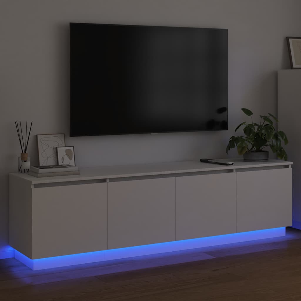Mobile TV con LED Bianco 180 x 38 x 49 cm Legno multistrato