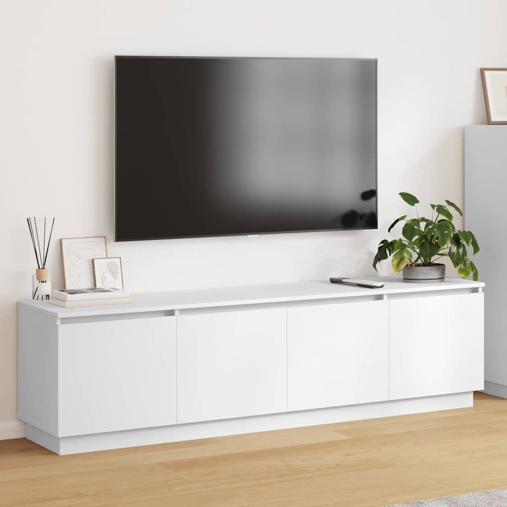 Mobile TV con LED Bianco 180 x 38 x 49 cm Legno multistrato