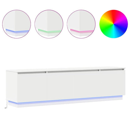 Mobile TV con LED Bianco 180 x 38 x 49 cm Legno multistrato