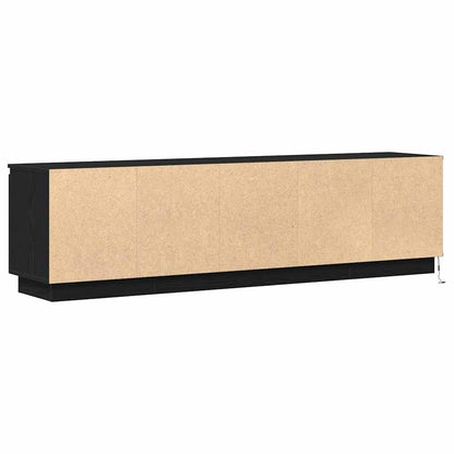 Mobile TV con LED Rovere nero 180 x 38 x 49 cm