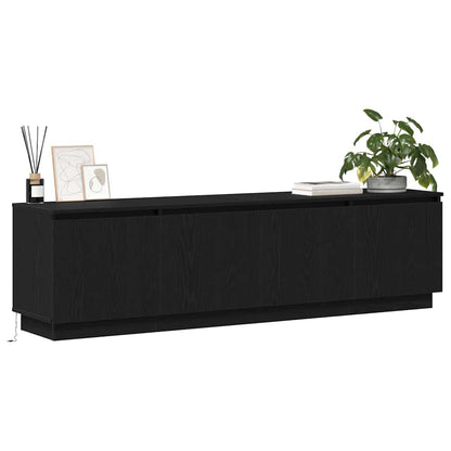 Mobile TV con LED Rovere nero 180 x 38 x 49 cm