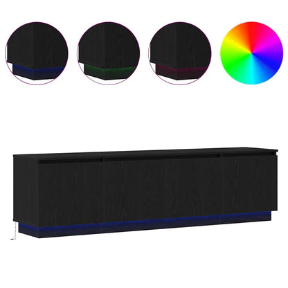 Mobile TV con LED Rovere nero 180 x 38 x 49 cm