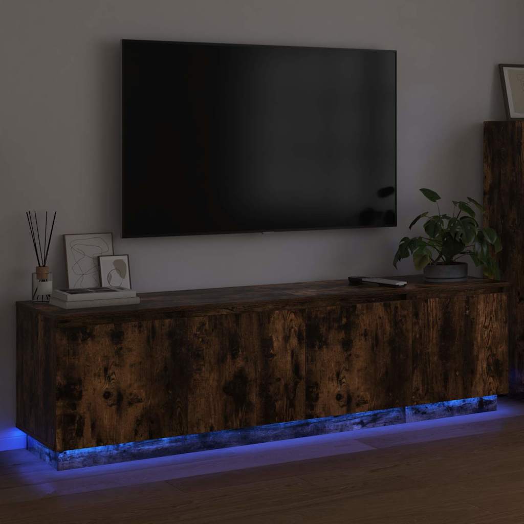 Mobile TV con LED Rovere fumo 180 x 38 x 49 cm