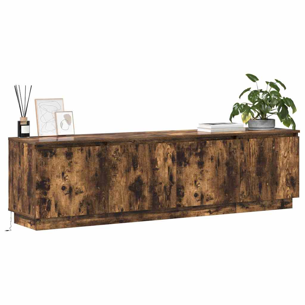 Mobile TV con LED Rovere fumo 180 x 38 x 49 cm