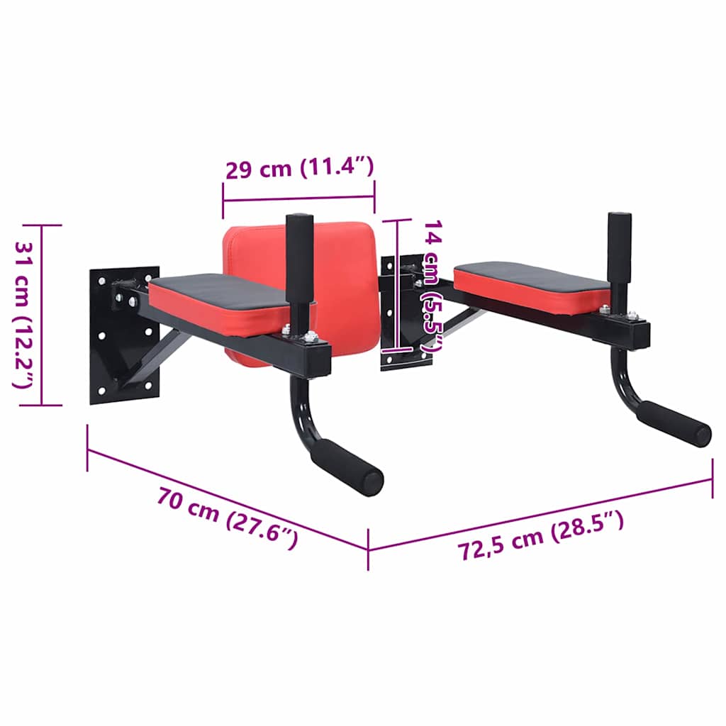 Stazione per dips Nero e Rosso 72,5 x 70 x 31 cm | homemem39