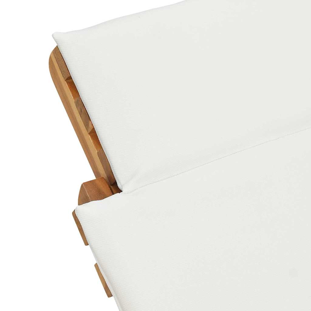 Lettino da sole con cuscino Bianco crema 188 x 55 x 59 cm