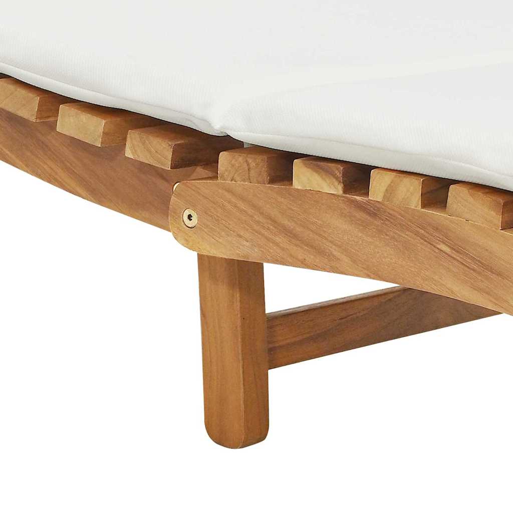 Lettino da sole con cuscino Bianco crema 188 x 55 x 59 cm