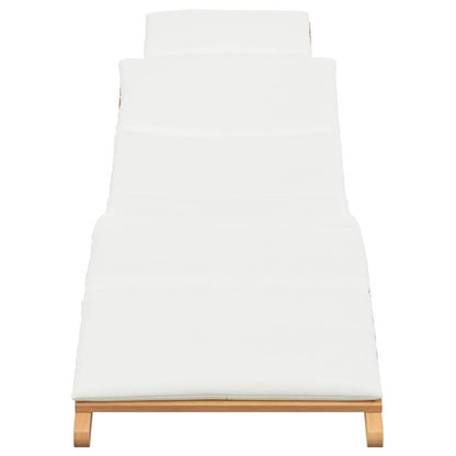 Lettino da sole con cuscino Bianco crema 188 x 55 x 59 cm