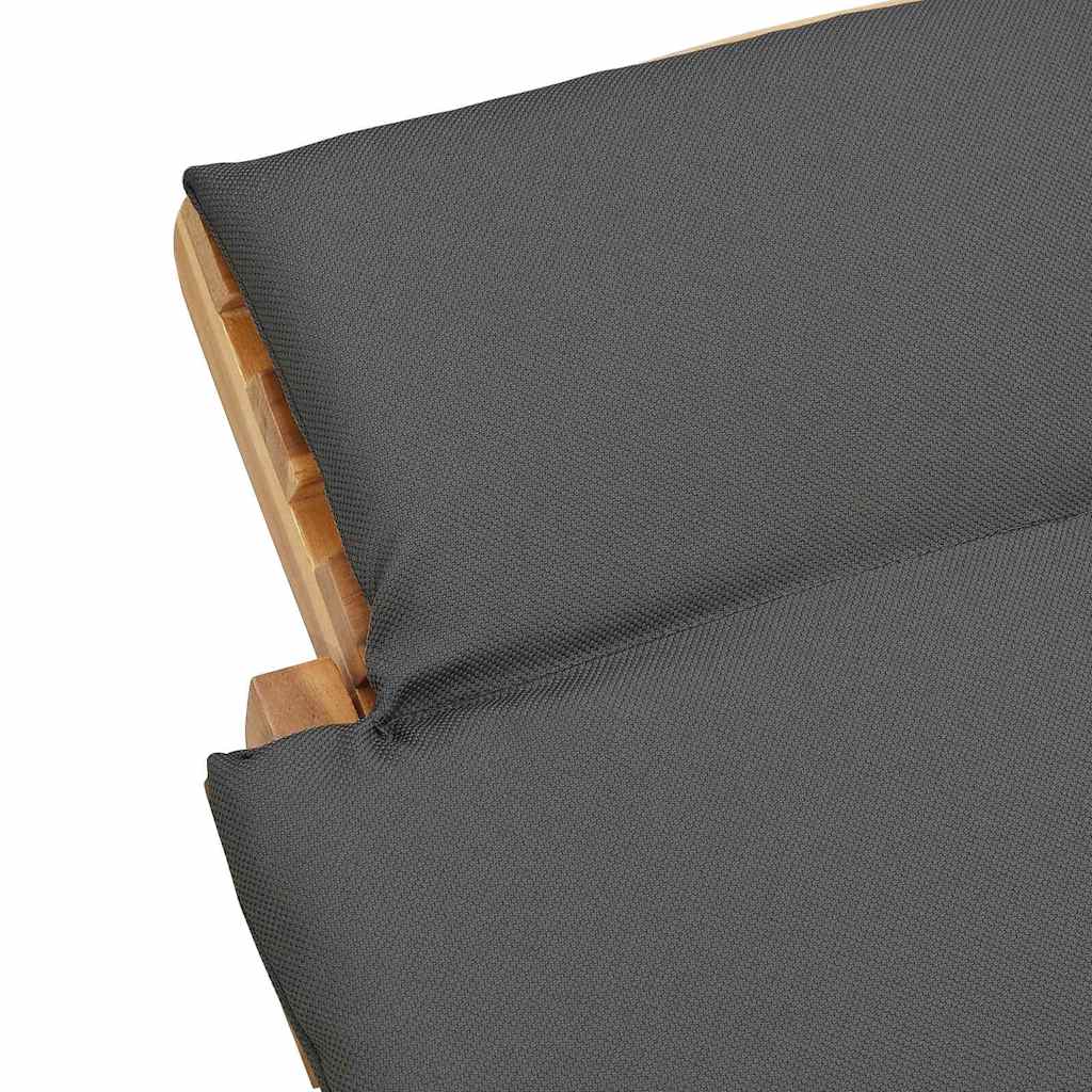 Lettino da sole con cuscino Grigio scuro 188 x 55 x 59 cm