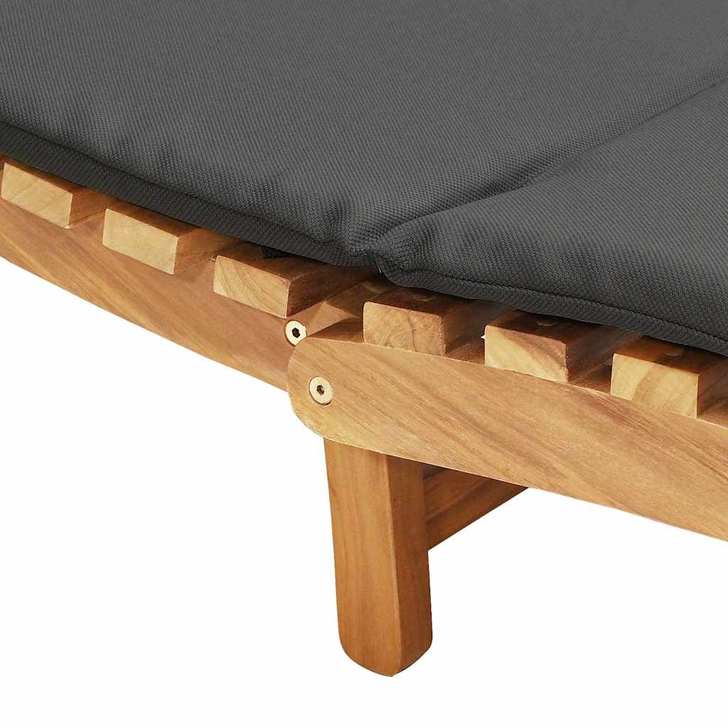 Lettino da sole con cuscino Grigio scuro 188 x 55 x 59 cm