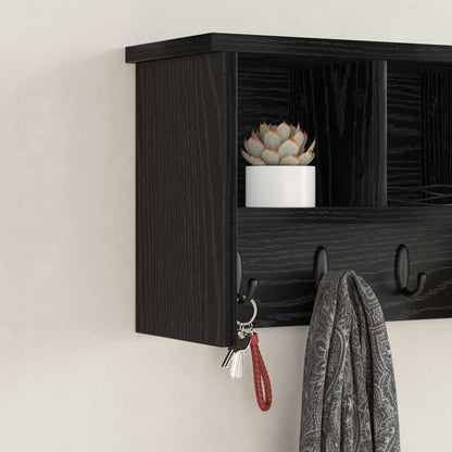 Appendiabiti a muro con lo scaffale Rovere nero 50 x 16 x 26 cm