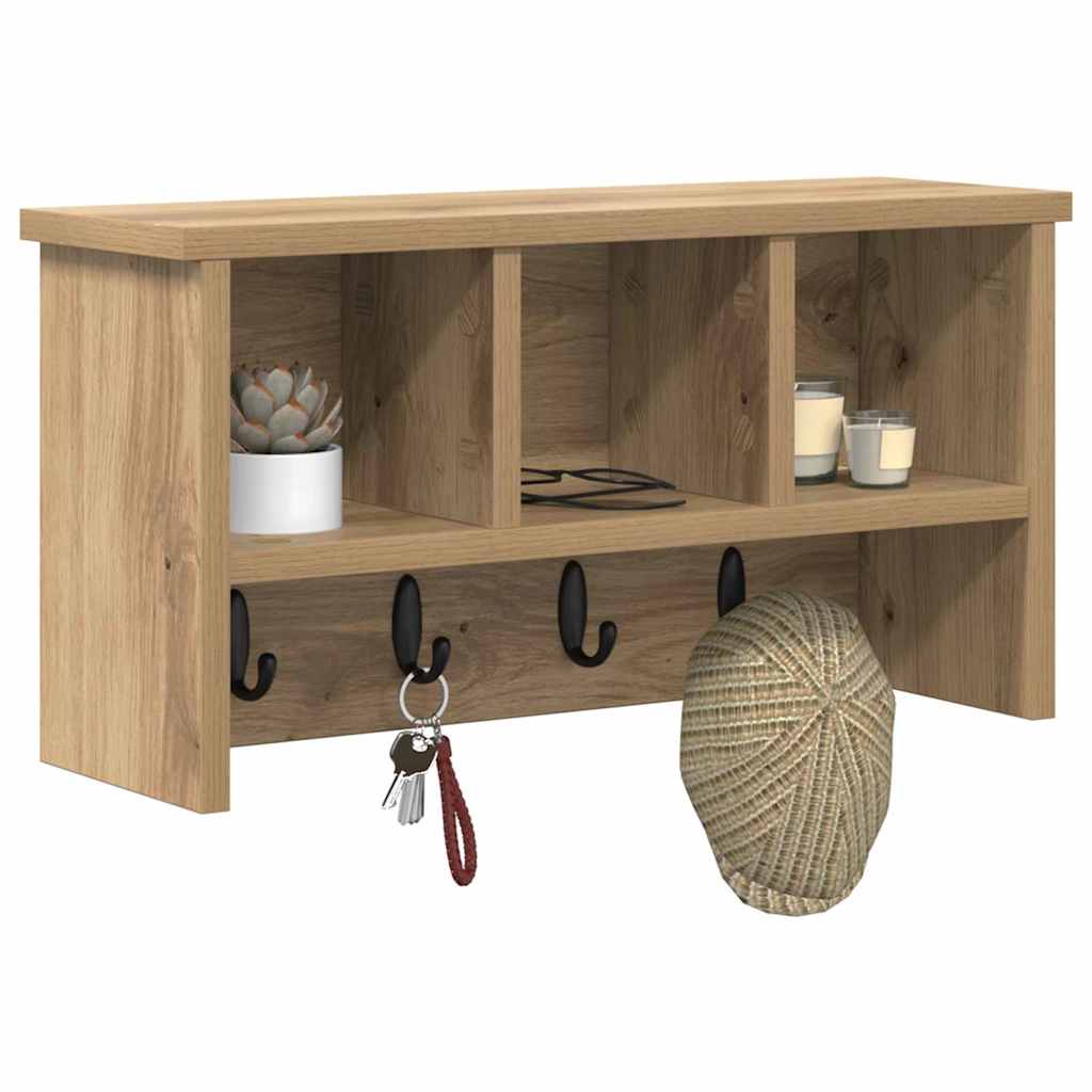 Appendiabiti a muro A parete Rovere artigianale 50 x 16 x 26 cm | homemem39