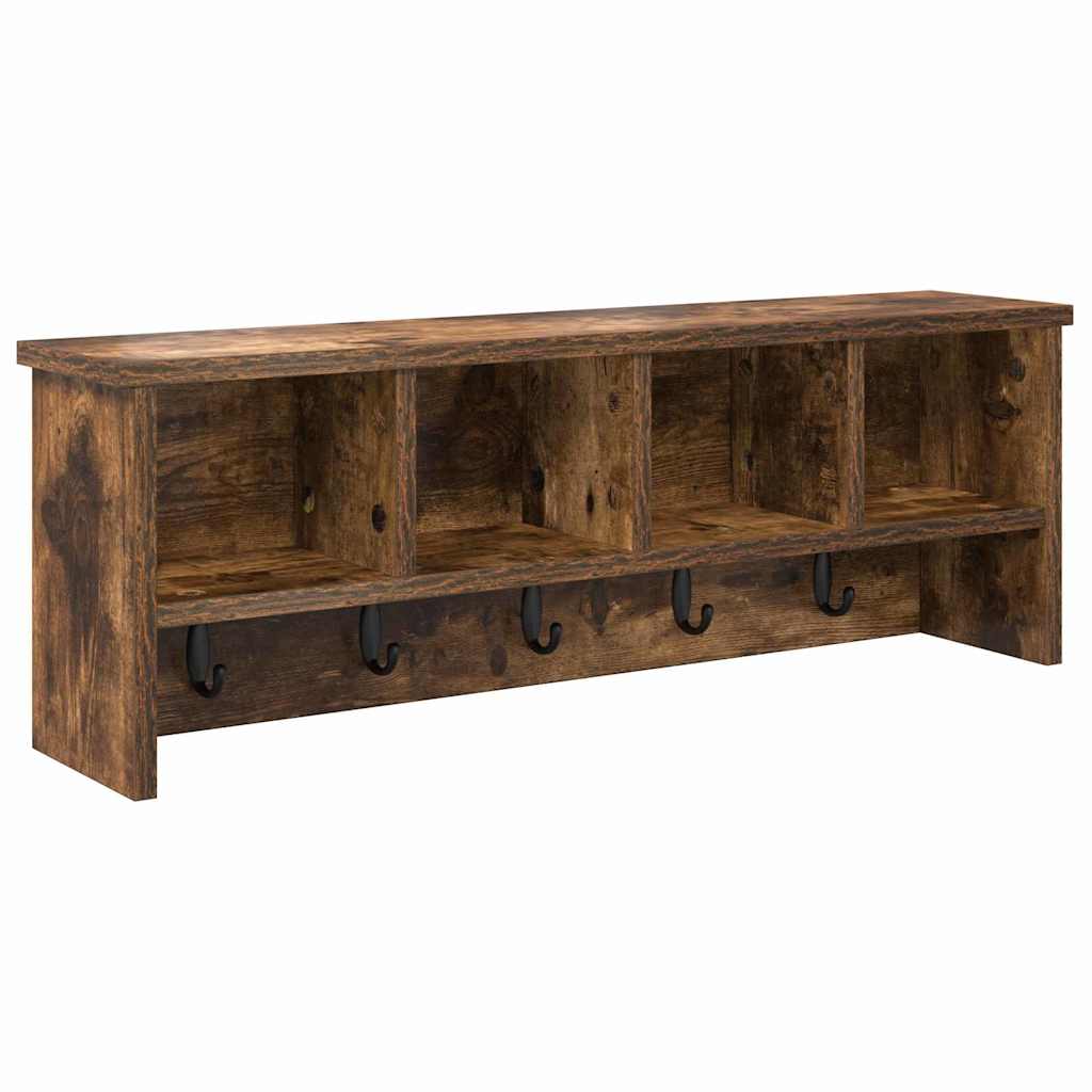 Appendiabiti a muro con lo scaffale Rovere fumé 75 x 16 x 26 cm | homemem39