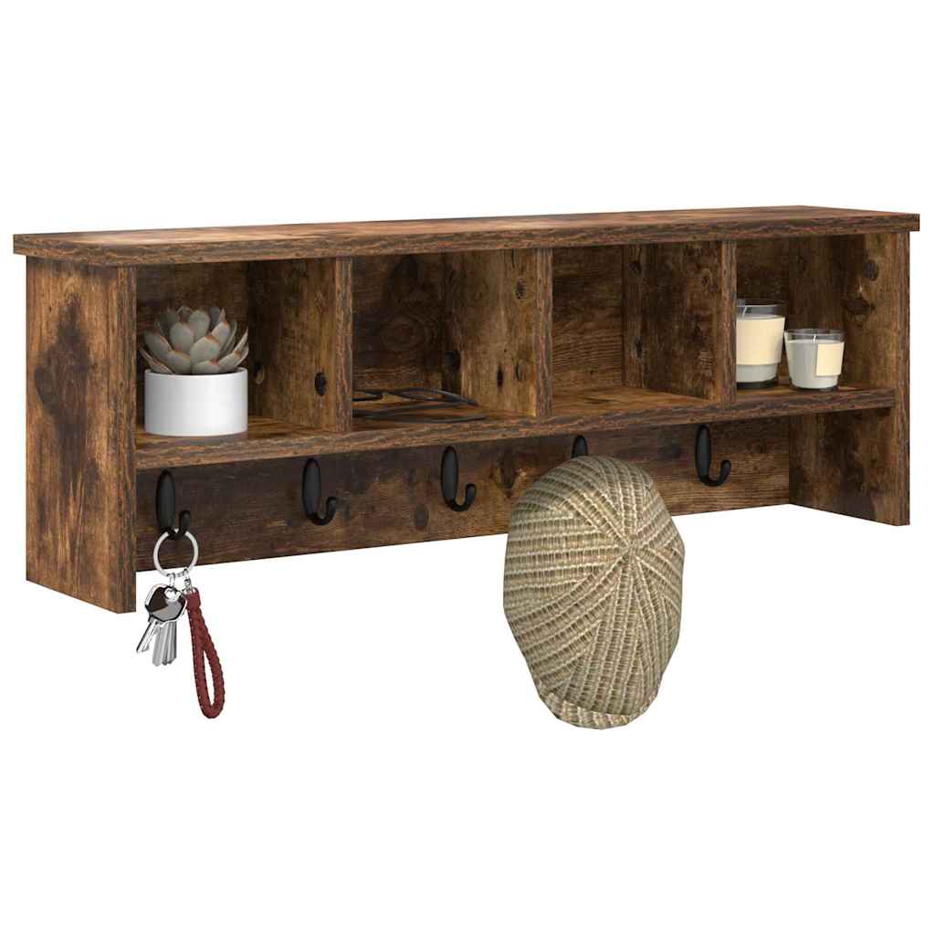 Appendiabiti a muro con lo scaffale Rovere fumé 75 x 16 x 26 cm | homemem39