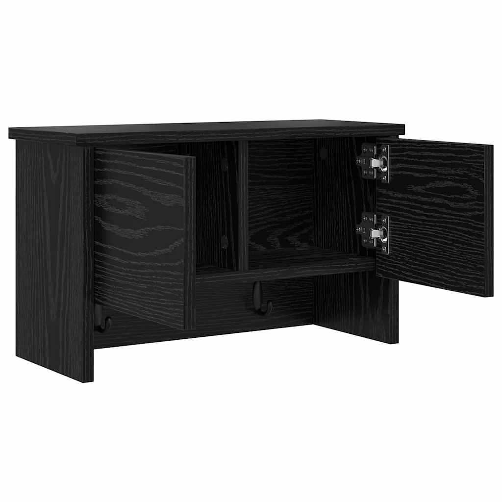 Appendiabiti a muro con lo scaffale Rovere nero 50 x 20 x 30 cm