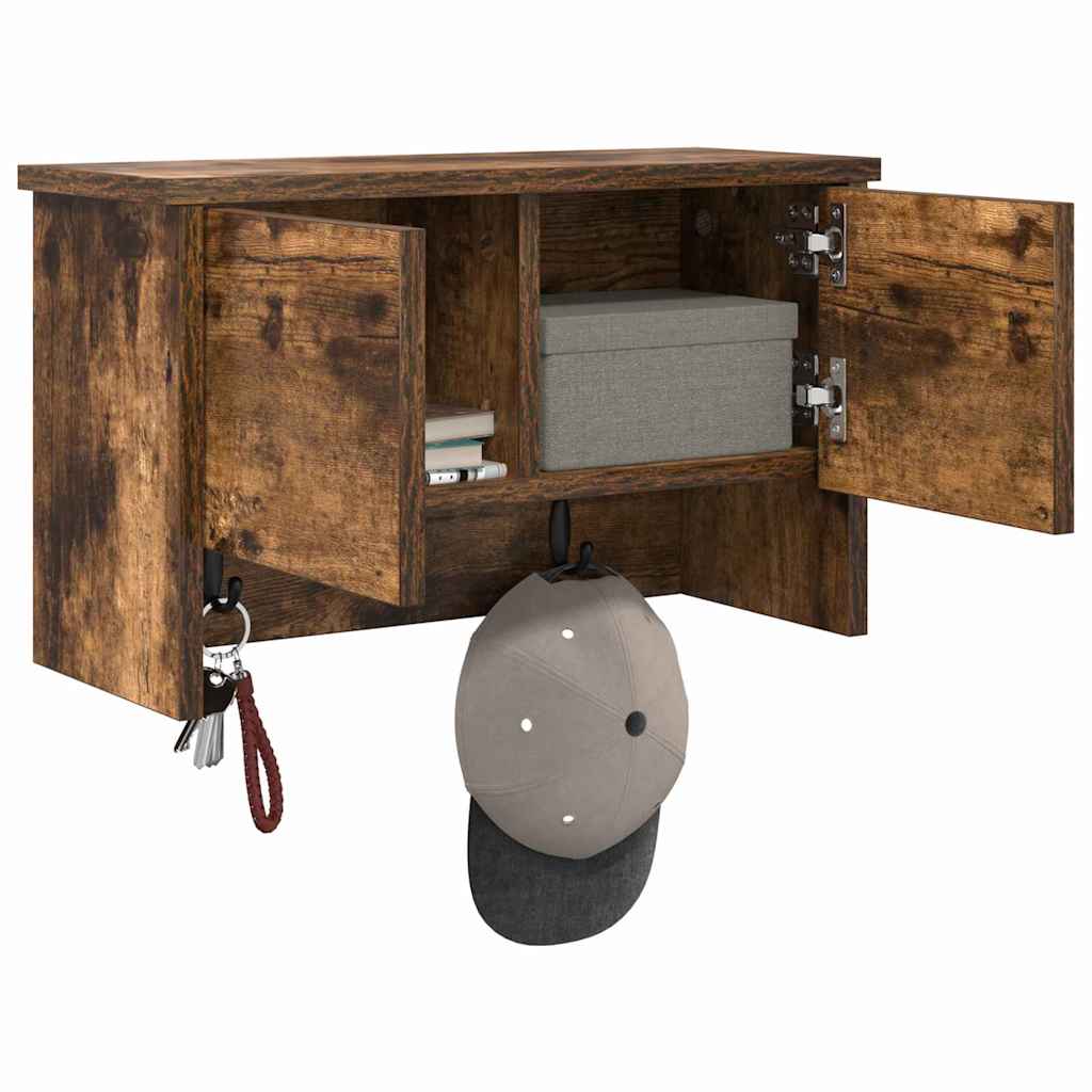 Appendiabiti a muro con lo scaffale Rovere fumo 50 x 20 x 30 cm