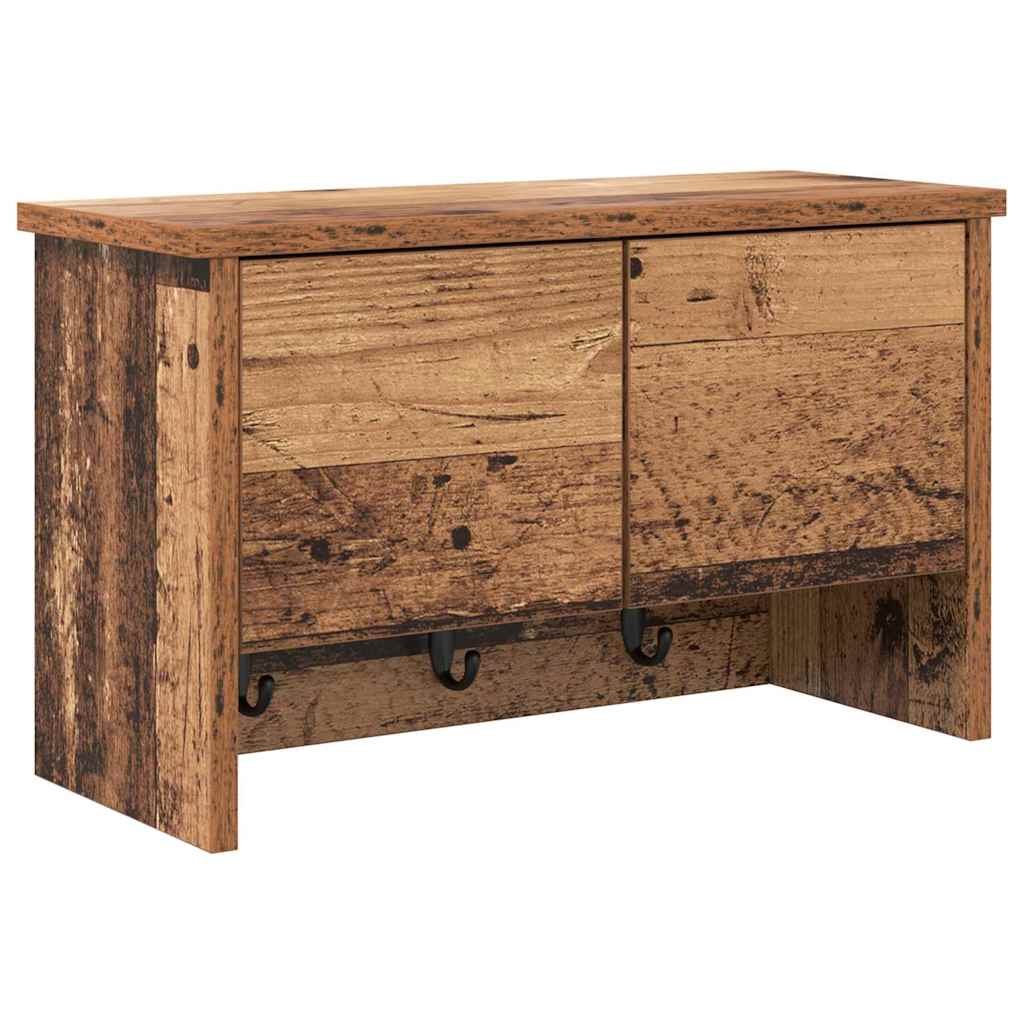 Appendiabiti a muro con porta Legno vecchio 50 x 20 x 30 cm