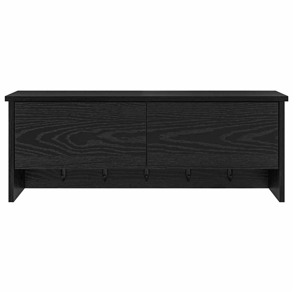 Appendiabiti a muro con lo scaffale Rovere Nero 80 x 20 x 30 cm