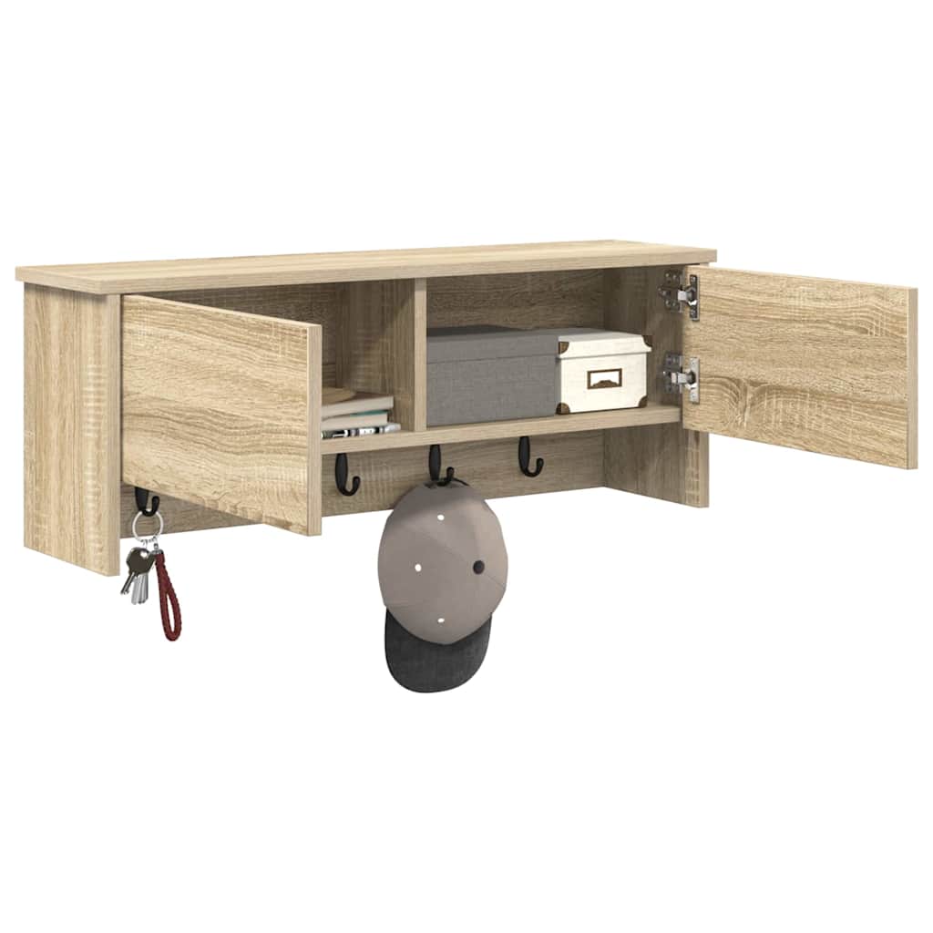 Appendiabiti a muro con porta Rovere Sonoma 80 x 20 x 30 cm