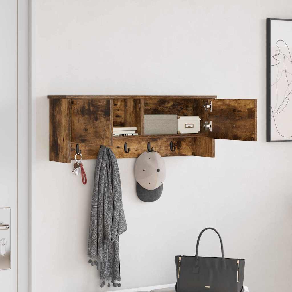 Appendiabiti a muro con lo scaffale Rovere fumé 80 x 20 x 30 cm | homemem39