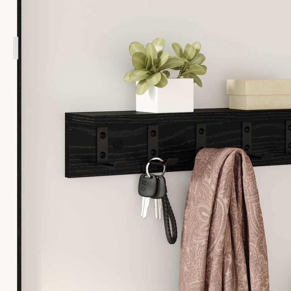 Appendiabiti a muro Rovere Nero 60 x 10,5 x 10,5 cm | homemem39