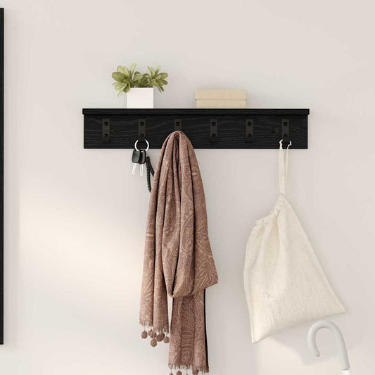 Appendiabiti a muro Rovere Nero 60 x 10,5 x 10,5 cm | homemem39