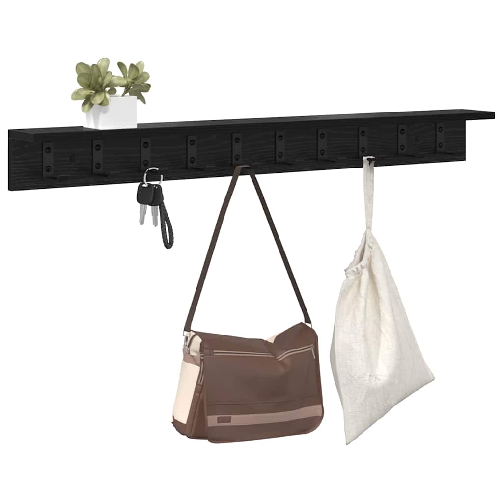 Appendiabiti a muro Rovere Nero 100 x 10,5 x 10,5 cm | homemem39