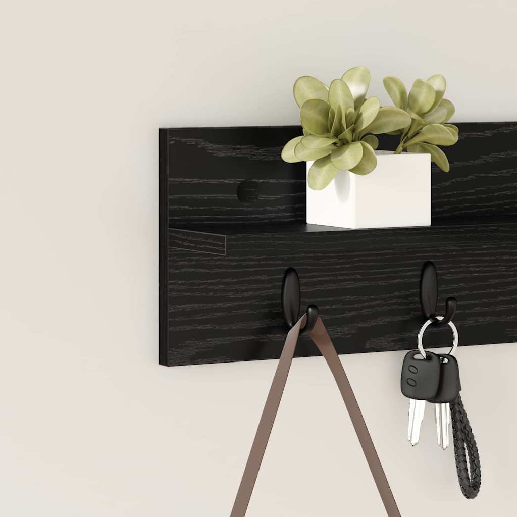 Appendiabiti a muro Rovere Nero 60 x 10,5 x 18 cm | homemem39