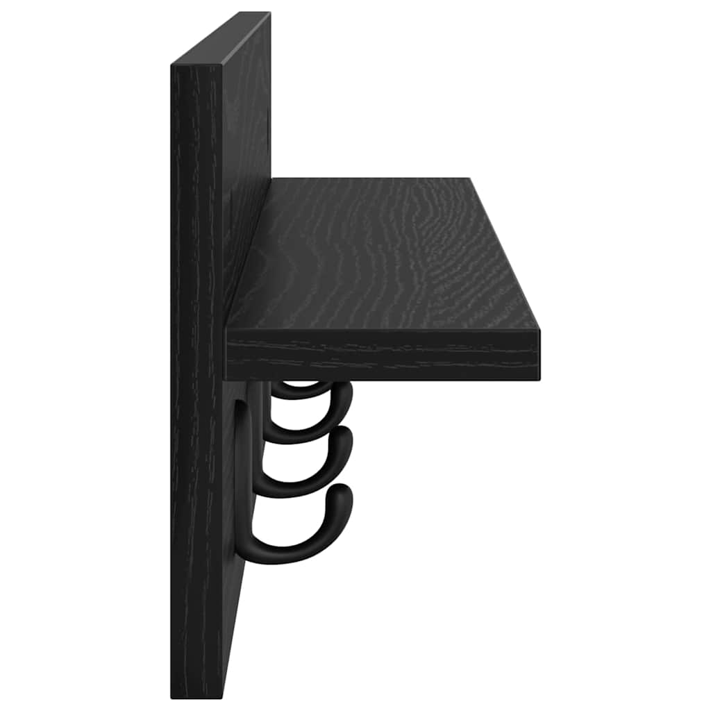Appendiabiti a muro Rovere Nero 60 x 10,5 x 18 cm | homemem39