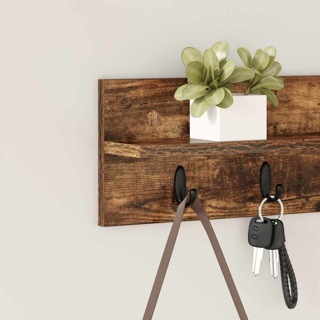 Appendiabiti a muro Rovere fumo 60 x 10.5 x 18 cm