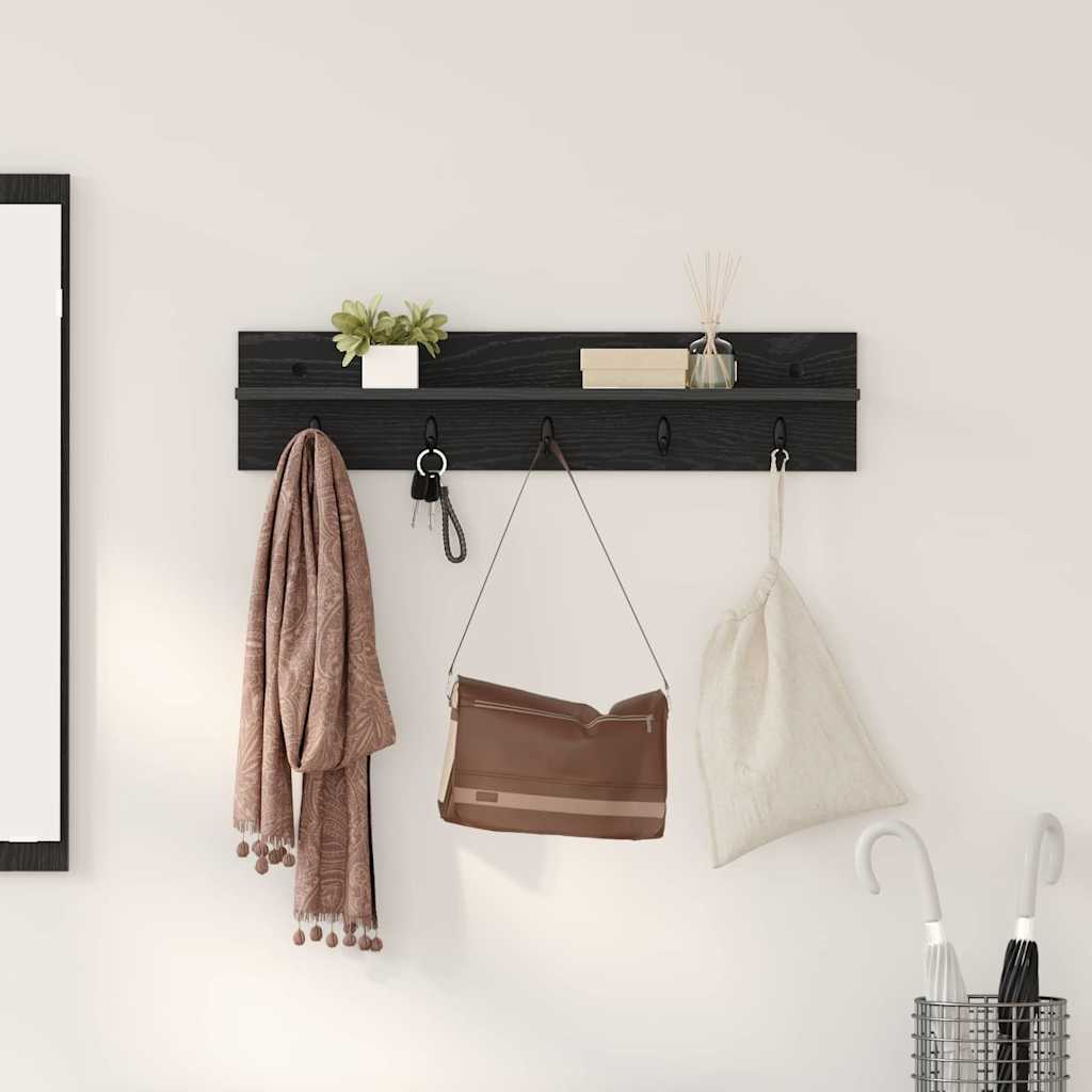 Appendiabiti a muro Rovere Nero 80 x 10,5 x 18 cm | homemem39
