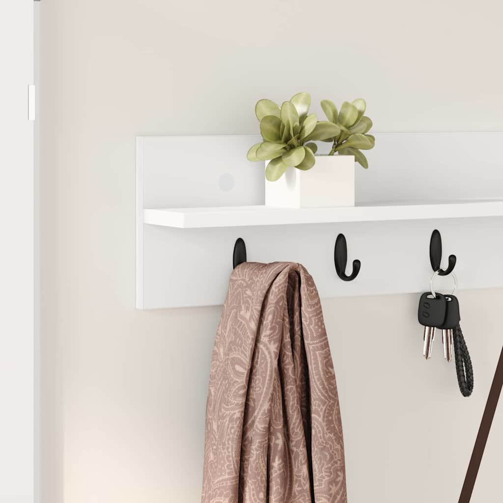 Appendiabiti a muro Bianco 100 x 10,5 x 18 cm Legno multistrato | homemem39