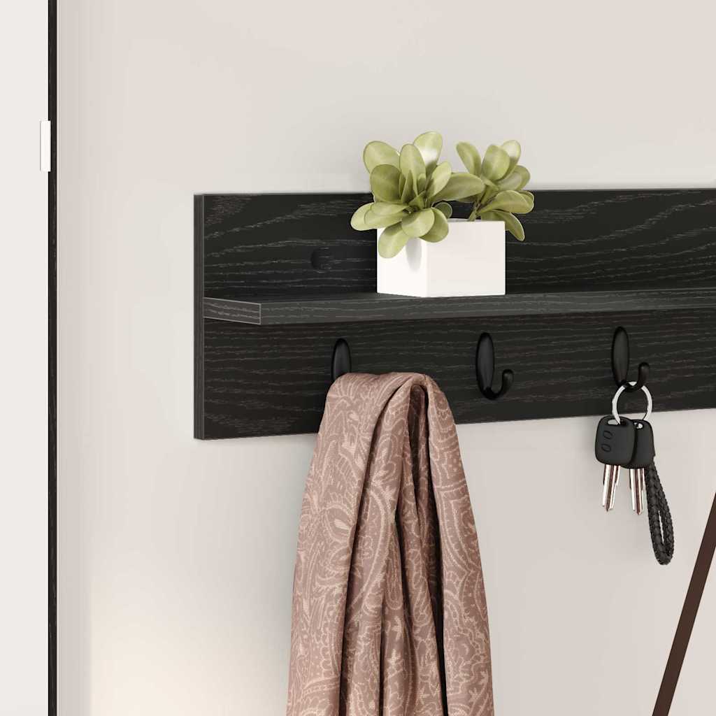 Appendiabiti a muro Rovere Nero 100 x 10,5 x 18 cm | homemem39