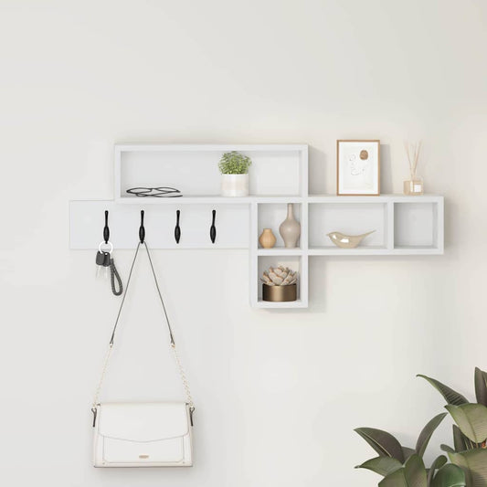 Appendiabiti a muro Bianco 100 x 12 x 43,5 cm Legno multistrato | homemem39
