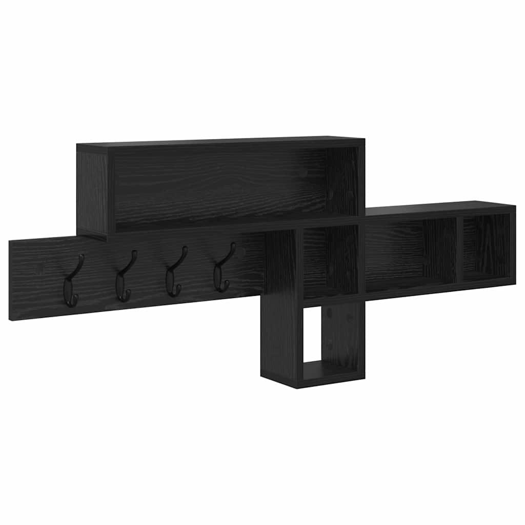 Appendiabiti a muro Rovere Nero 100 x 12 x 43,5 cm