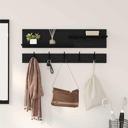 Appendiabiti a muro con lo scaffale Rovere Nero 90 x 15 x 36 cm | homemem39