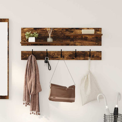 Appendiabiti a muro con lo scaffale Rovere fumé 90 x 15 x 36 cm | homemem39