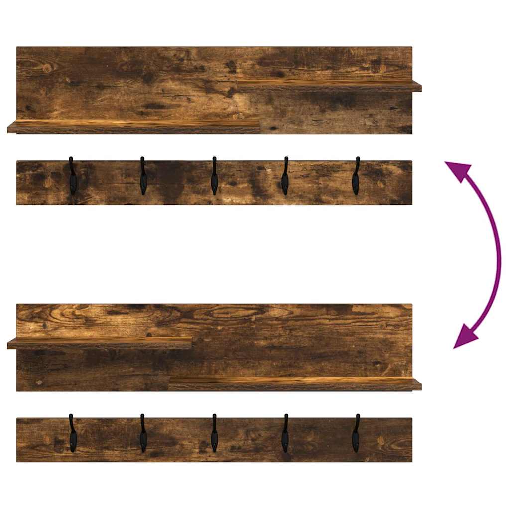 Appendiabiti a muro con lo scaffale Rovere fumé 90 x 15 x 36 cm | homemem39